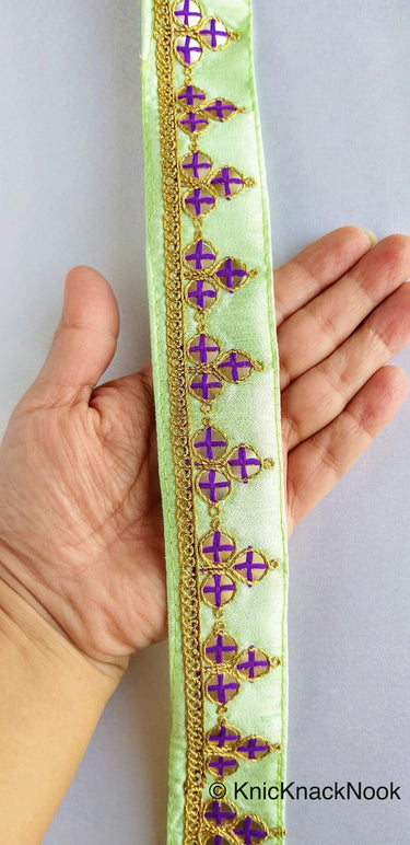 Wholesale Mirrored Trim With Gold Embroidery, Indian Sari border, Decorative Trim